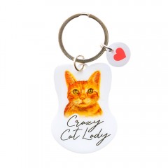 Pet Keyring with Charm | Crazy Cat Lady